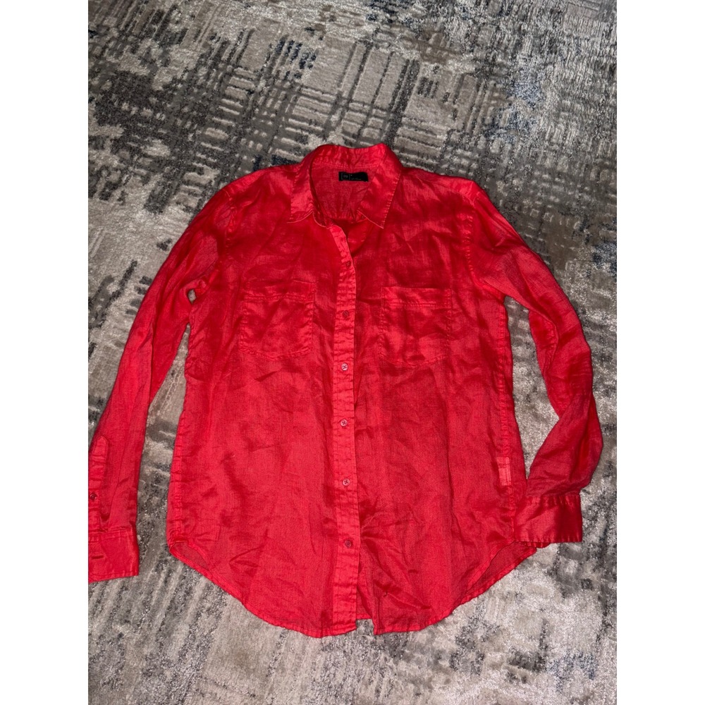 Gap Womens 100% Linen Button Down Shirt Long Sleeve Pocket Top Size M